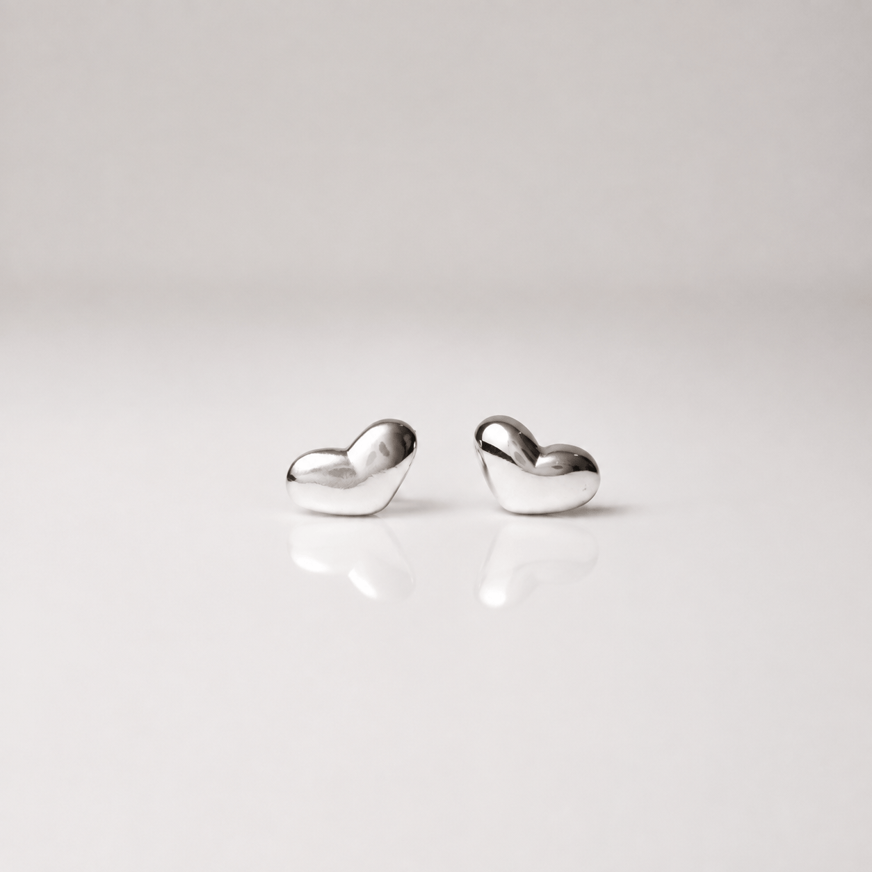 The Cat and The Moon Heaven | Sterling Silver Heart Stud Earrings Petite