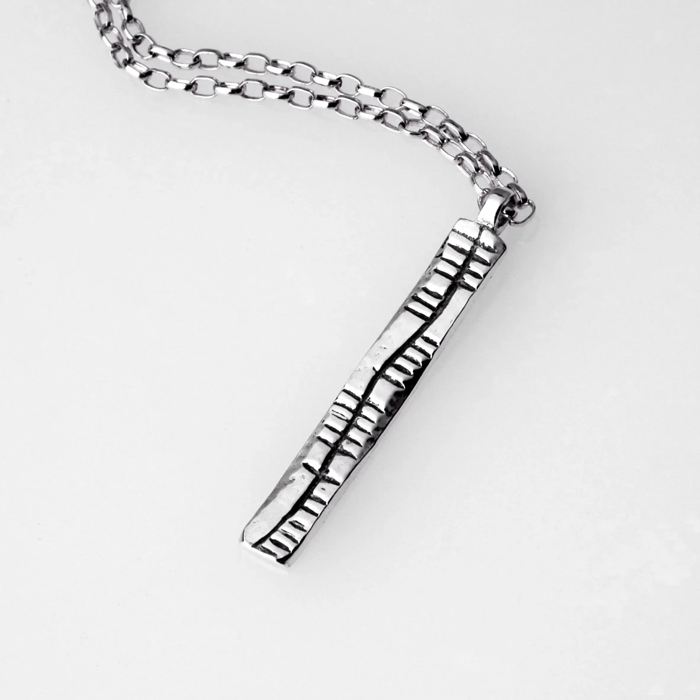 The Cat & The Moon Ogham - Sterling Silver Sláinte Pendant -  Narrow