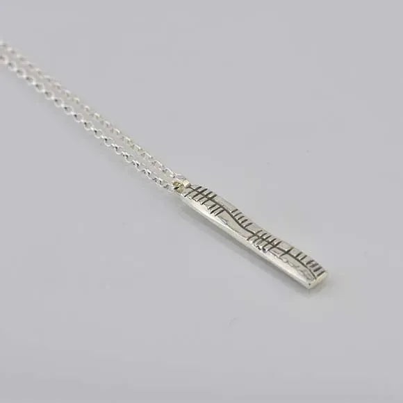 The Cat & The Moon Ogham - Sterling Silver Sláinte Pendant -  Narrow