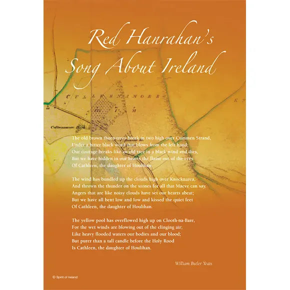 W.B Yeats Red Hanrahan's Song about Ireland | Printed Poem
