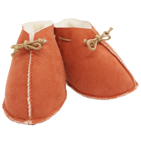 Yoko Wool Baby Booties | Orange Velour