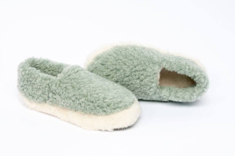 Yoko Wool Full Slippers | Green Wool