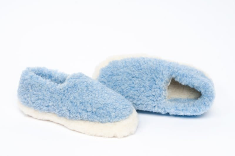 Yoko Wool Full Slippers | Light Blue Wool